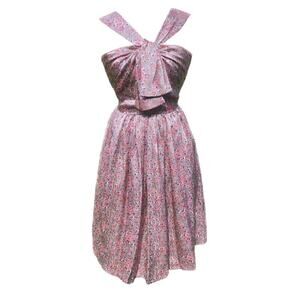 Anthropologie United Bamboo Dress Silk Floral Blush Pink Tie Front $495 - 2 / XS